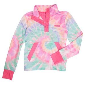 Simply Southern Fleece 1/4 Snap Tie Dye Swirl Sweatshirt Women L Multicolor